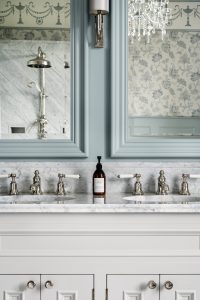 blue grey bathroom interior