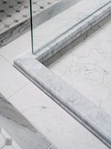 marble shower corner detail